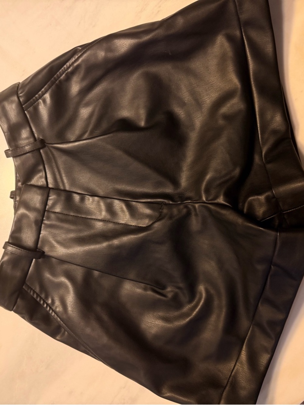 Zara Black High-Waist Faux Leather Shorts